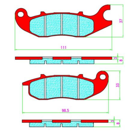 REMBLOKSET ALPHA NIU N1S VOOR HONDA CBF 125 CBR 125 (GEEN E-MARK)