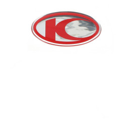 emblem Kymco original logo leg shield 30mm red grand dink, super-9, vitality 86102-kfa6-e00-t01