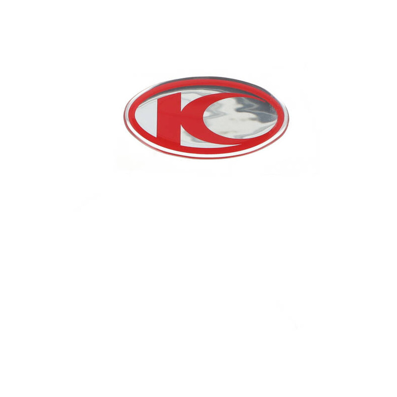 emblem Kymco original logo leg shield 30mm red grand dink, super-9, vitality 86102-kfa6-e00-t01
