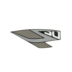 sticker Kymco origineel beenschild woord [50] links zwart/grijs agility euro 4 86283-ldc8-e9n-t06