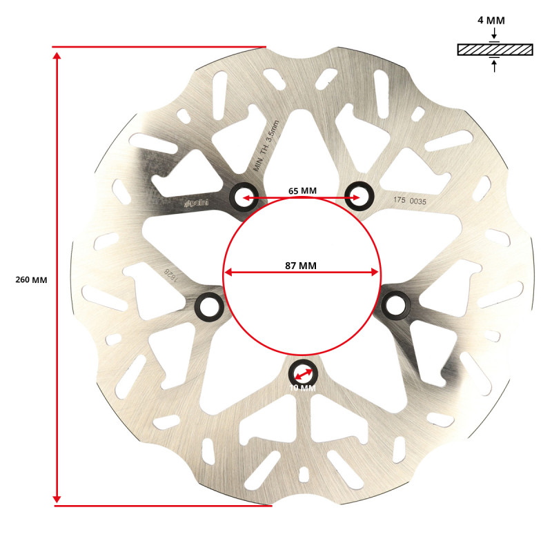 brake disc Polini wave 5-hole kymco front 260mm agility 16inch, people-s 175.0035