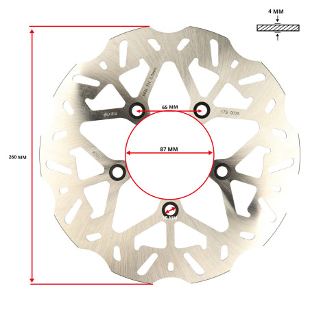 brake disc Polini wave 5-hole kymco front 260mm agility 16inch, people-s 175.0035