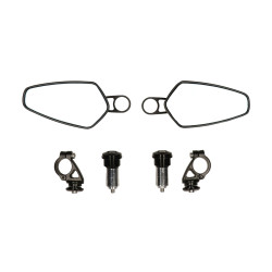 spiegelset DMP stuurbevestiging ovaal bar-end wit glas meekleurend zwart glans gts alle mod., scooter, sprint, zip