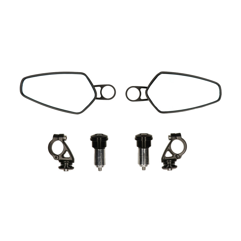 mirror set DMP handlebar mount oval CNC racing motorcycle black gloss gts all models, scooter, sprint, zip