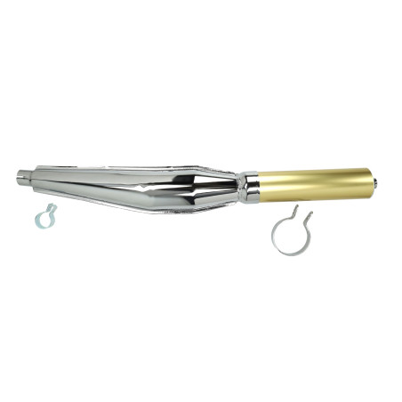 uitlaat jamarcol cross + beugel fuego (expansie) 28mm chroom/goud bromfiets