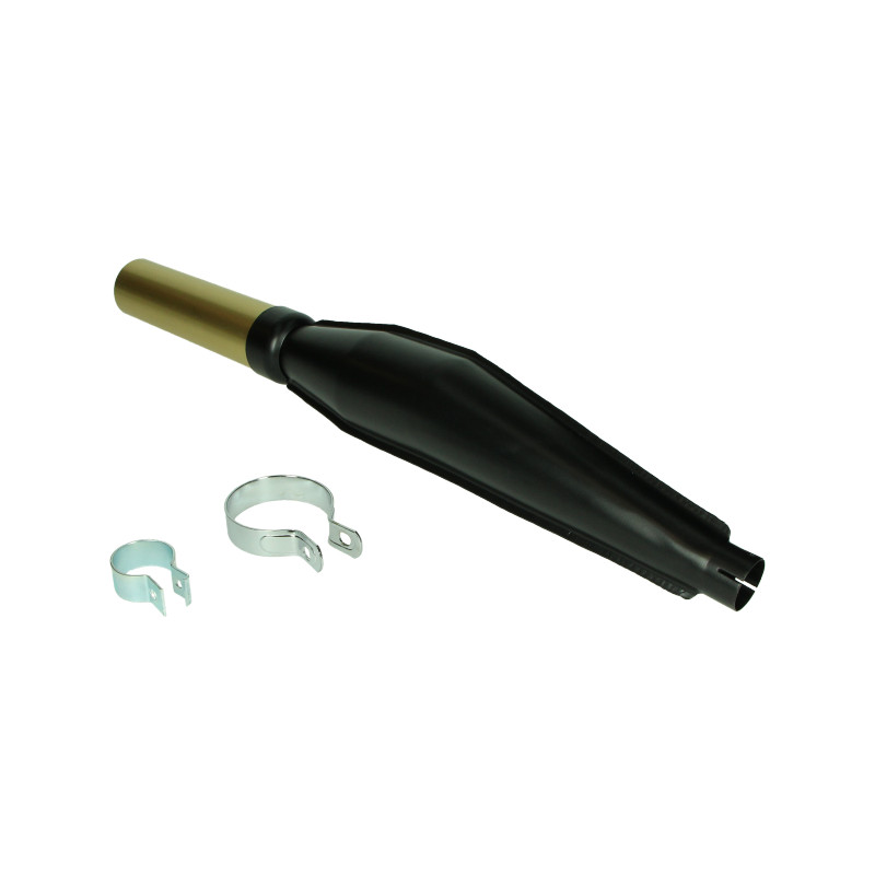 exhaust Jamarcol cross with braces + strap (expansion) 28mm black/gold moped