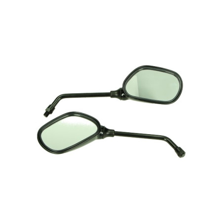 mirror set universal oval short m10 black gloss