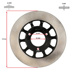 remschijf DMP 3-gaats 220mm honda, mb, mb8, mbx
