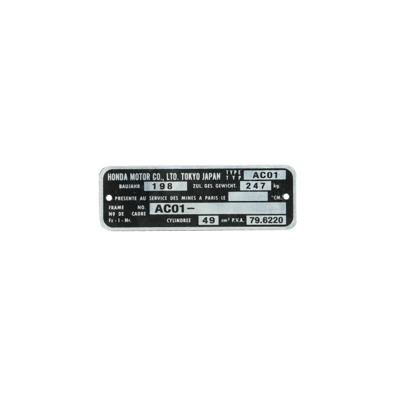 plaatje framenummer ac01 honda mb5