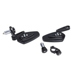 mirror set DMP handlebar mount oval bar end glass blue black gloss scooter, univ, gts all models