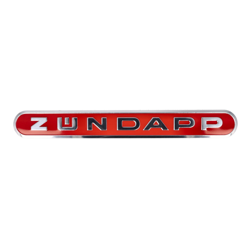 embleem DMP woord [zundapp] benzinetank langwerpig alu/rood