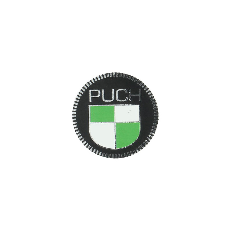 logo 50mm zwart/wit/groen puch, puch maxi