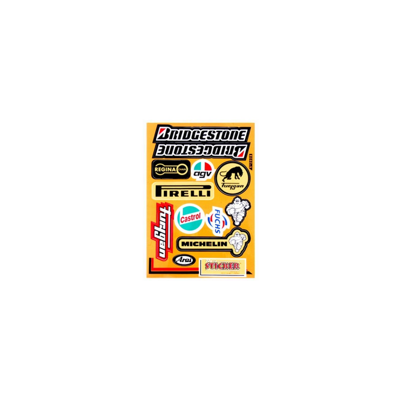 stickerset falko sponsor agv/arai/bridgestone/castrol/pirelli/regina 12-delig universeel 982028