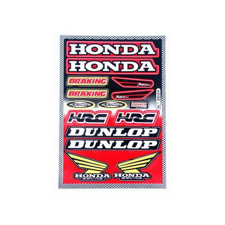 stickerset falko sponsor Dunlop/Honda/HRC rood 14-delig universeel 982034