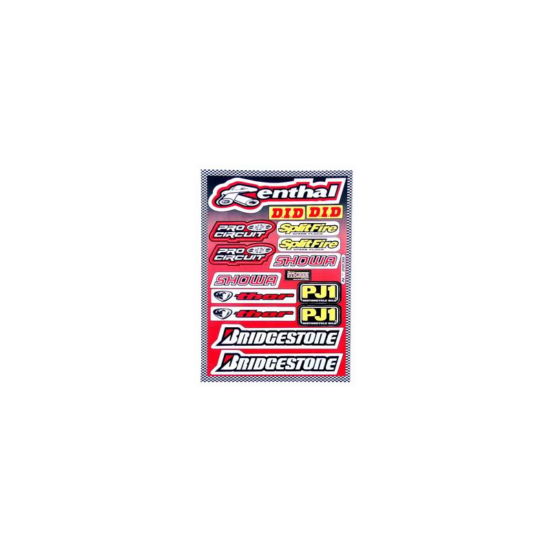 stickerset falko sponsor Bridgestone/Renthal/Showa/Splitfire rood 15-delig universeel 982036