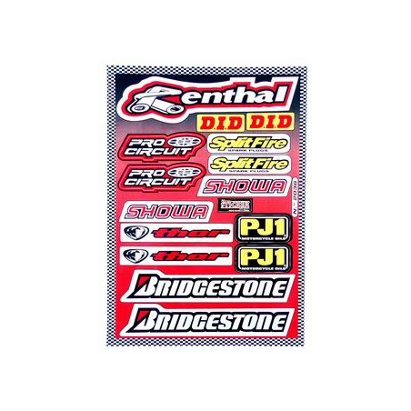 stickerset falko sponsor Bridgestone/Renthal/Showa/Splitfire rood 15-delig universeel 982036