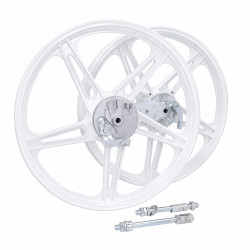 wielset fast-arrow compleet 5-spaaks peugeot 17 inch wit 103, 103spx