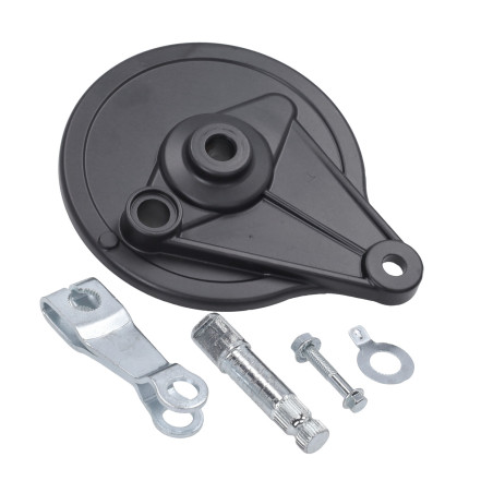 brake backing plate rear complete black mb, mt, mtx, honda