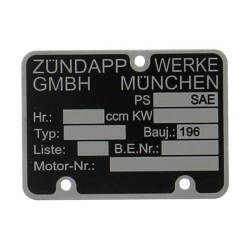 plate engine number 196..... 517, zund ot mod. 510, zundapp