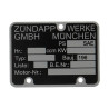 plate engine number 196..... 517, zund ot mod. 510, zundapp