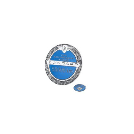 embleem benzinetank jubileum 50.000 km incl. speldje blauw zundapp