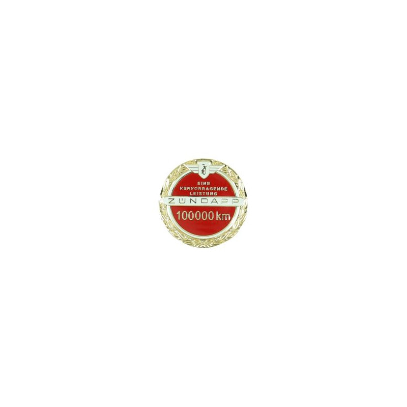 embleem benzinetank jubileum 100.000 km incl. speldje rood zundapp