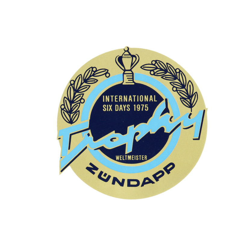 sticker round tank Trophy 1975 gold/blue/black 517