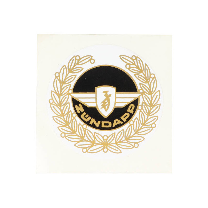 sticker rond lauwerkrans zwart/goud zundapp